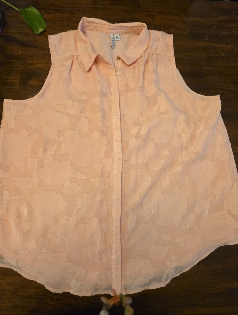 ELLE Rose Floral Lace Sleeveless Button Up Blouse Size XL
